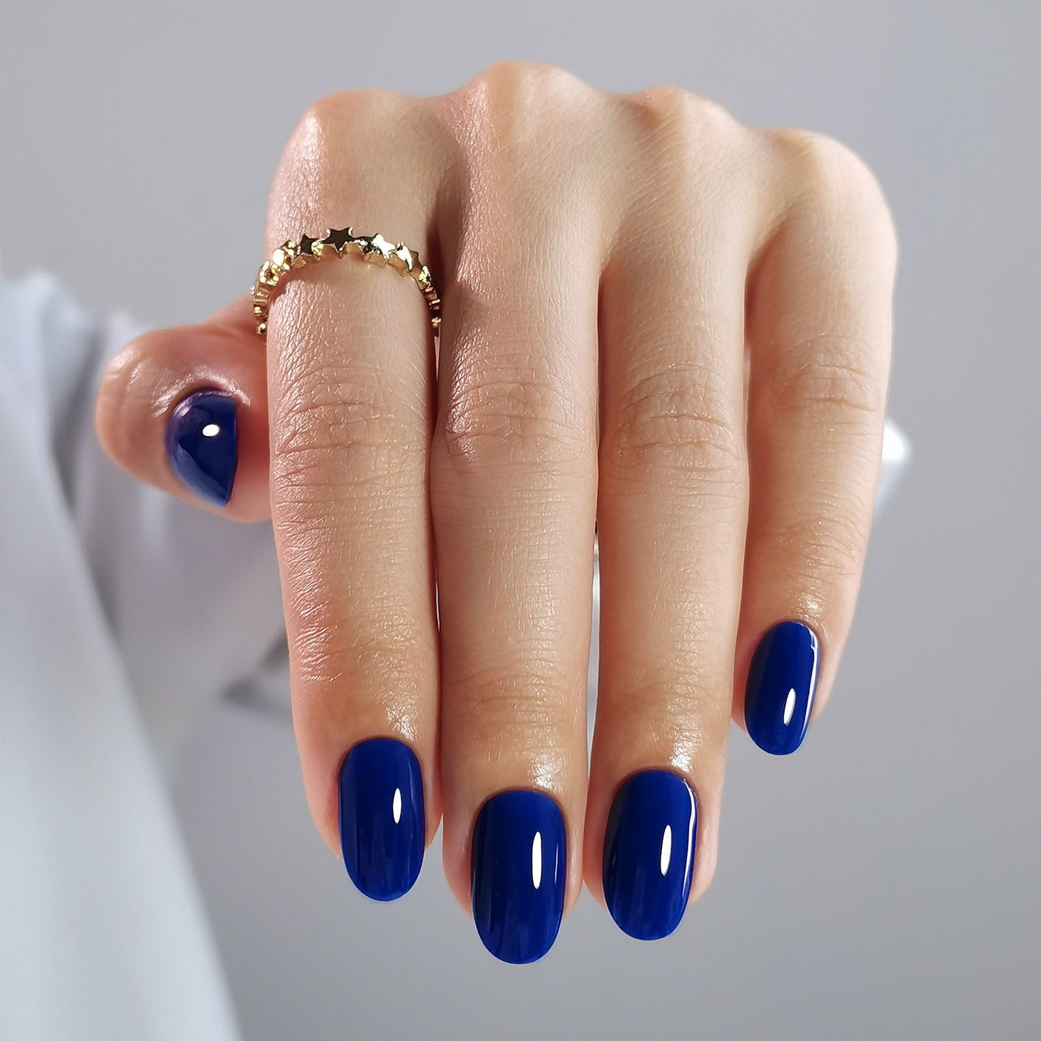 Navy Blue Short Oval Soft Gel Nails