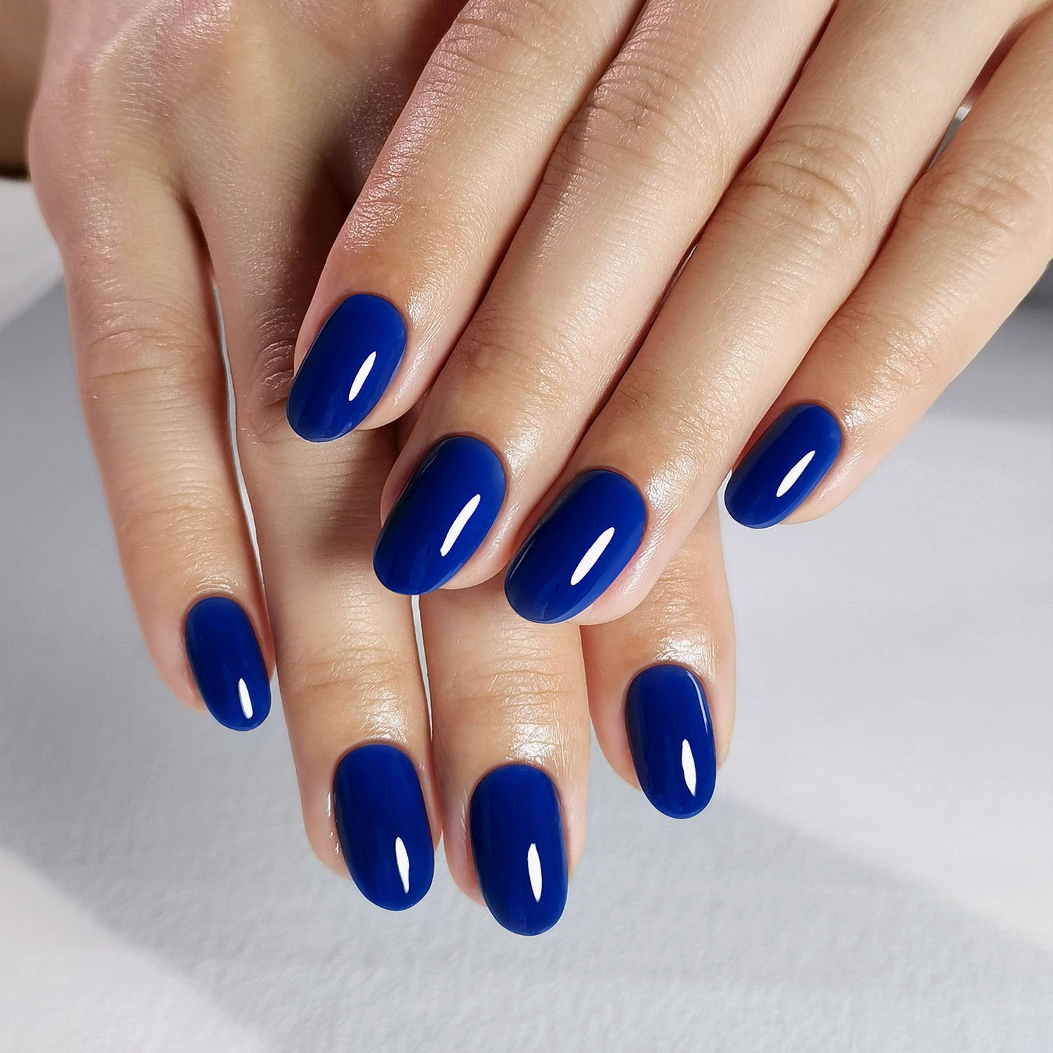Navy Blue Short Oval Soft Gel Nails