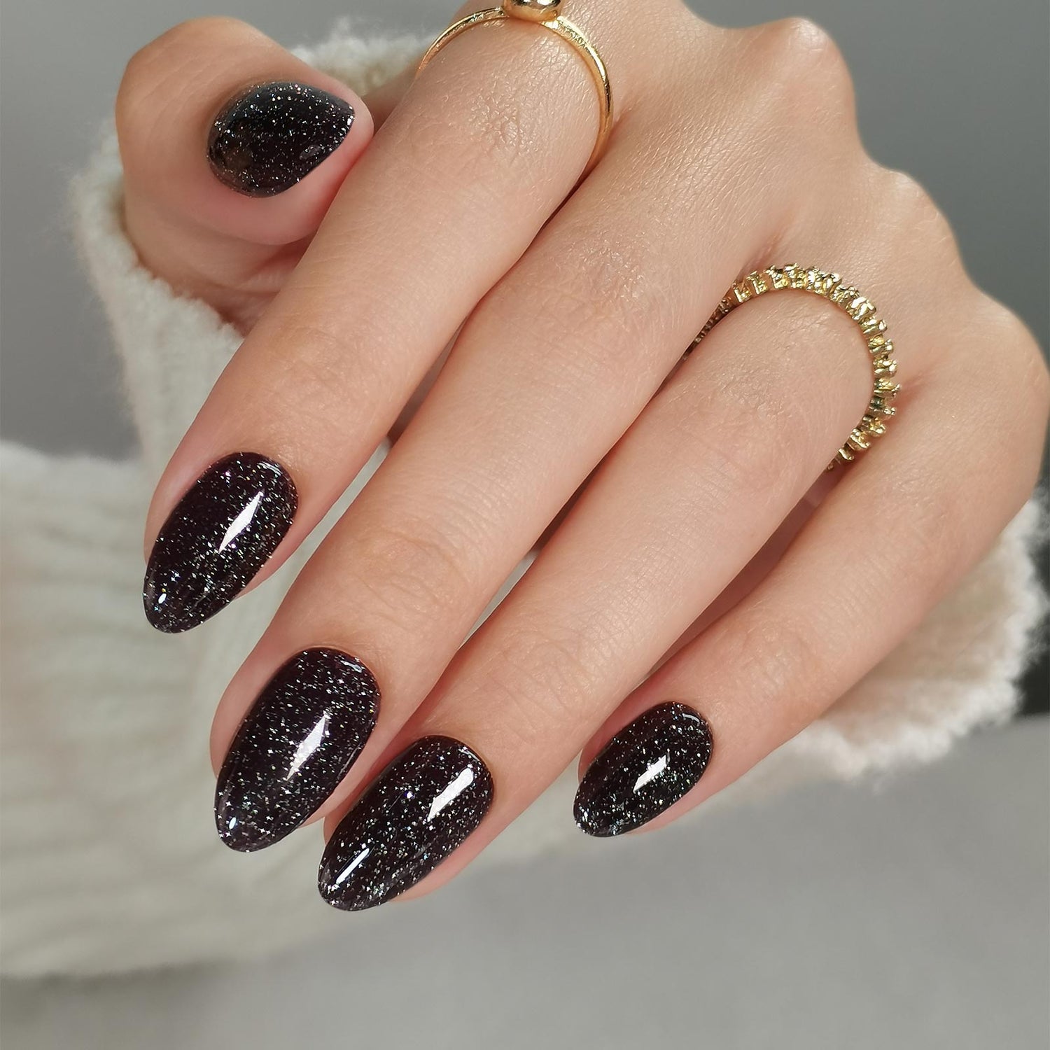 Glitter Black Starry Sky Press on Nails